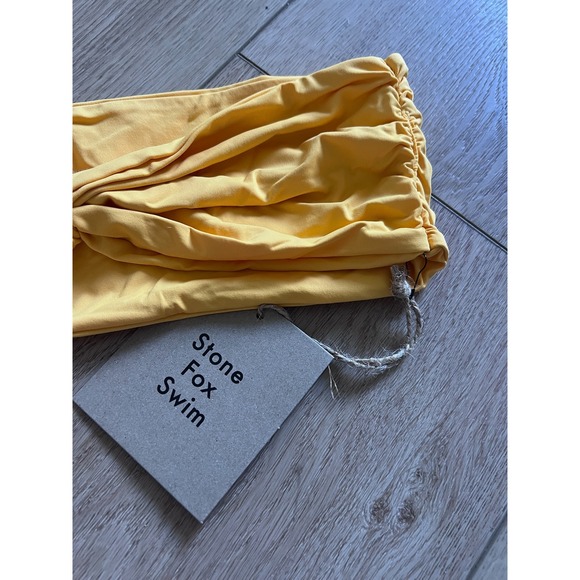 NWT Stone Fox Swim Lele Top Honeycomb Yellow Bandeau Bikini Top Size L - Picture 4 of 9